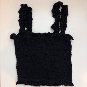 Black ruffle cropped tank
